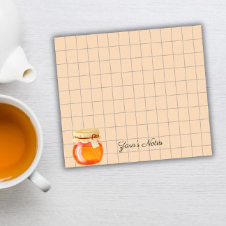 Tea Time Honey Pot Personalized Grid Sticky Notes ポストイット