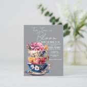 Tea Time in Bloom Bridal Shower Invitation  出欠カード (スタンド正面)