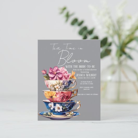 Tea Time in Bloom Bridal Shower Invitation  出欠カード (スタンド正面)
