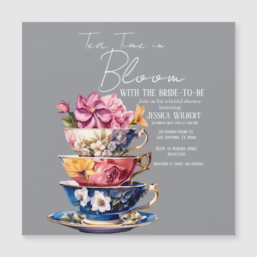Tea Time in Bloom Bridal Shower Invite (正面)