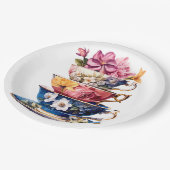 Tea Time in Bloom Bridal Shower Paper Plates ペーパープレート (アングル)