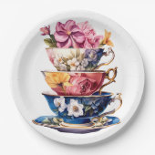 Tea Time in Bloom Bridal Shower Paper Plates ペーパープレート (正面)