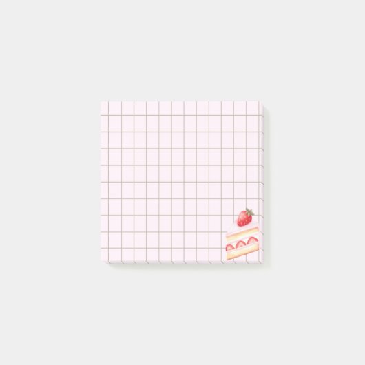 Tea Time Strawberry Cake – Personalized Grid Stick ポストイット (正面)