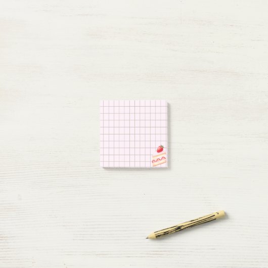 Tea Time Strawberry Cake – Personalized Grid Stick ポストイット (デスク上)