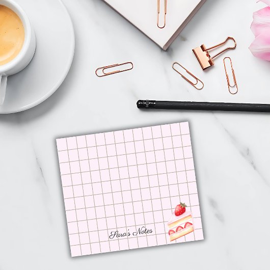 Tea Time Strawberry Cake – Personalized Grid Stick ポストイット