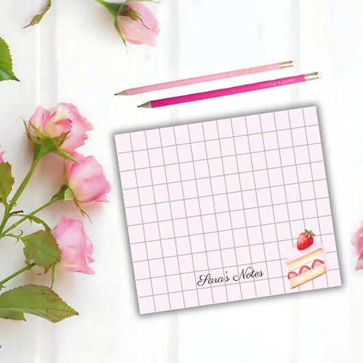 Tea Time Strawberry Cake – Personalized Grid Stick ポストイット