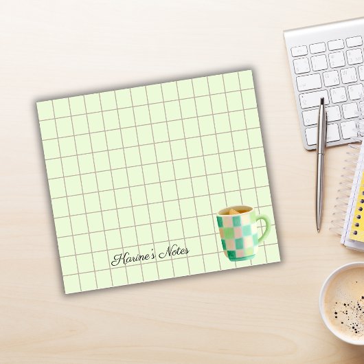 Tea Time Tea Cup – Personalized Grid Sticky Notes ポストイット