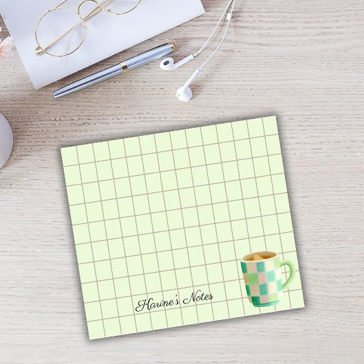 Tea Time Tea Cup – Personalized Grid Sticky Notes ポストイット