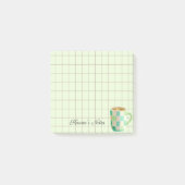 Tea Time Tea Cup – Personalized Grid Sticky Notes ポストイット (正面)