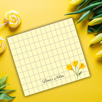 Tea Time Yellow Flower – Personalized Grid Sticky  ポストイット