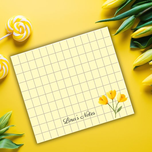 Tea Time Yellow Flower – Personalized Grid Sticky  ポストイット