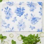 Tea Towel in delft blue roses キッチンタオル (折り畳み)
