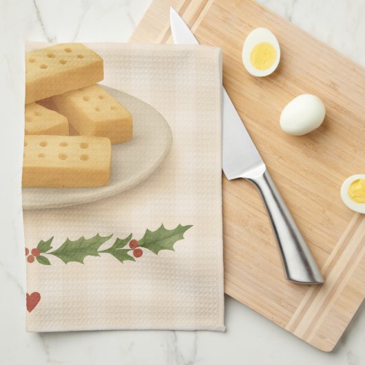 Tea Towel | Shortbread Time | Festive Kitchen Art キッチンタオル (四つ折り)