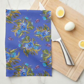 Tea Towel With Hand-Painted ink Florals キッチンタオル