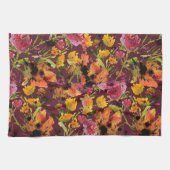 Tea Towel With Hand-Painted ink Florals キッチンタオル (横)