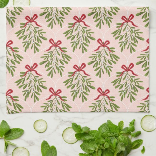 Tea towel with mistletoe design キッチンタオル (折り畳み)
