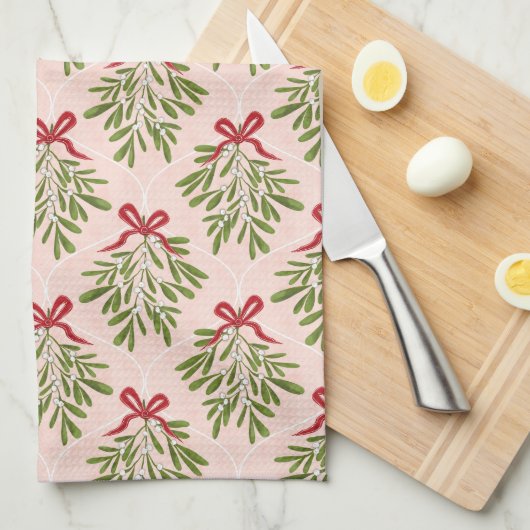 Tea towel with mistletoe design キッチンタオル (四つ折り)