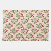 Tea towel with mistletoe design キッチンタオル (横)