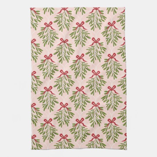 Tea towel with mistletoe design キッチンタオル (縦)