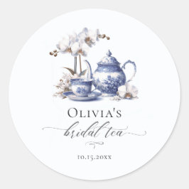 Tea White Orchid Hampton ブルー トワル ウェディング シャワー ラウンドシール