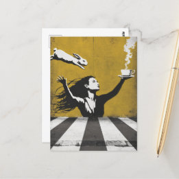 Tea With the Bunnyアーバン通りアートグラフィティ ポストカード