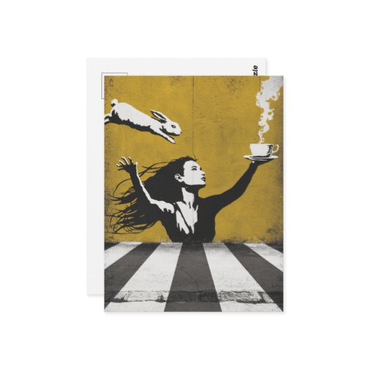 Tea With the Bunnyアーバン通りアートグラフィティ ポストカード (正面/裏面インサイチュ)