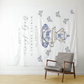 Tea with the Mom Baby Shower Photo Backdrop Sign タペストリー (インサイチュ(横))