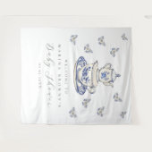 Tea with the Mom Baby Shower Photo Backdrop Sign タペストリー (正面(横))