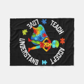 Teach Accept Love Understand Autism Support Autism フリースブランケット (正面(横))