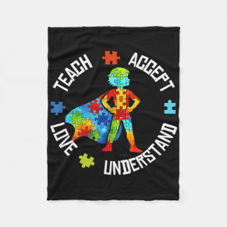Teach Accept Love Understand Autism Support Autism フリースブランケット