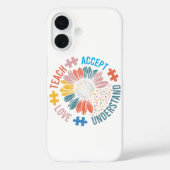 "Teach Accept Love Understand" Puzzle Piece Flower Case-Mate iPhoneケース (裏面)