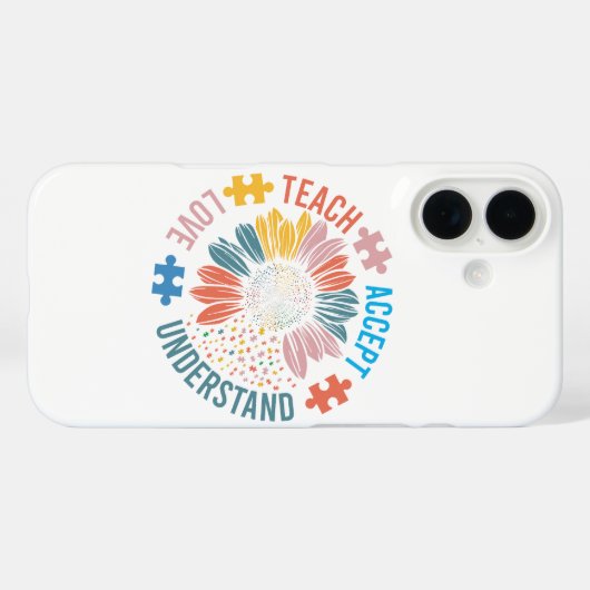 "Teach Accept Love Understand" Puzzle Piece Flower Case-Mate iPhoneケース (裏面 (横))