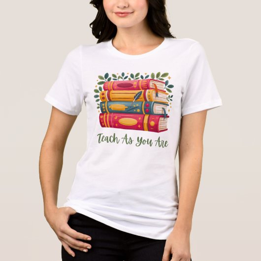Teach As You Are Tee - 本と葉のTri-Blendシャツ トライブレンドTシャツ (正面)