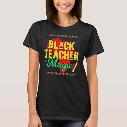 Teach Black History Month Kids Black Teacher Afric Tシャツ (正面)