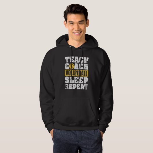 Teach Coach Volleyball Sleep Repeat Volleyball Coa パーカ (正面フル)