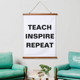 Teach Inspire Repeat モダンデザイン 吊り下げ型タペストリー