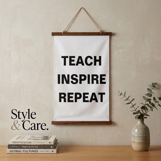 Teach Inspire Repeat モダンデザイン 吊り下げ型タペストリー