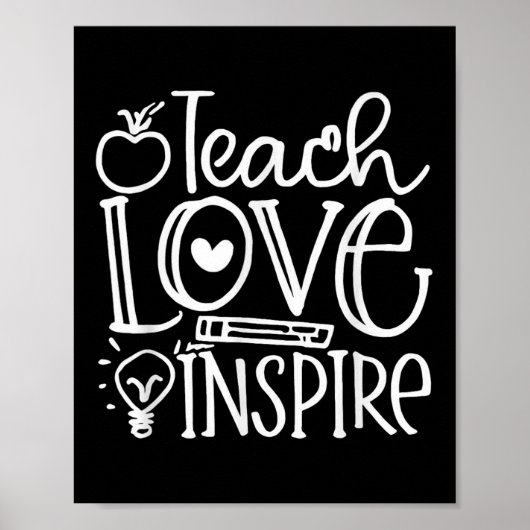 Teach Love Inse Retro Teacher Kids Back To School ポスター (正面)