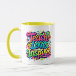 Teach. Love. Inspire. グラフィティスタイル マグカップ 先生