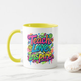 Teach. Love. Inspire. グラフィティスタイル マグカップ 先生