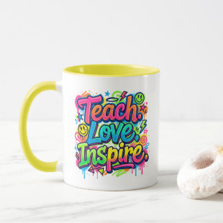 Teach. Love. Inspire. グラフィティスタイル マグカップ 先生