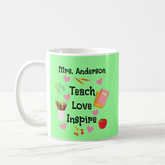 Teach Love Inspire - 名前入り先生グッズ コーヒーマグカップ (左)