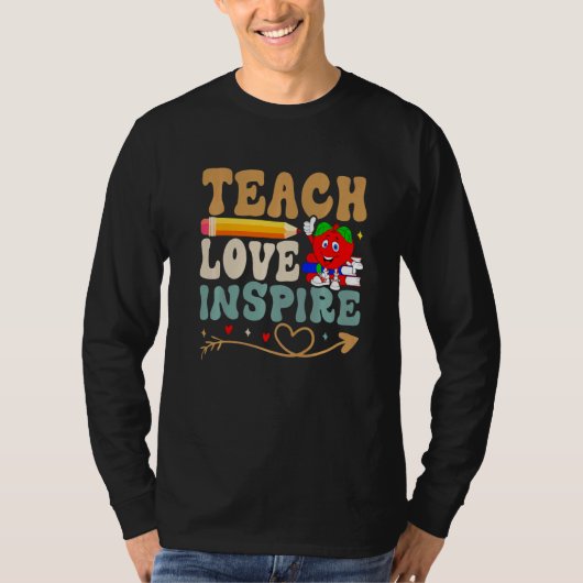 Teach Love Inspire Colorful Teacher Garde Tシャツ (正面)