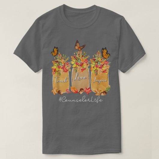 Teach Love Inspire Counselor Life Fall Autumn Tree Tシャツ (デザイン正面)