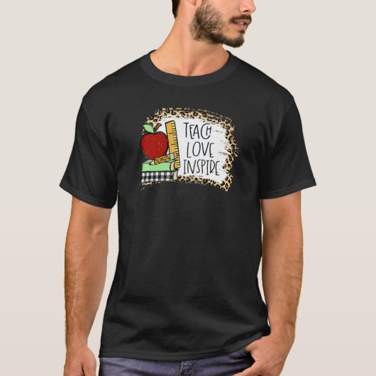 Teach Love Inspire Leopard Cheetah Print 100 Days Tシャツ (正面)