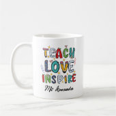 Teach Love Inspire Personalized Teacher Gift コーヒーマグカップ (左)
