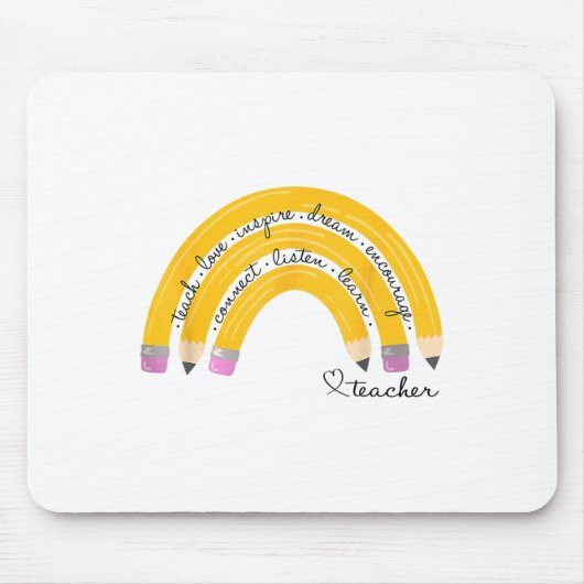 Teach Love Inspire Rainbow Pencil Teacher Ck To Sc マウスパッド (正面)