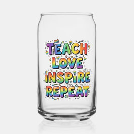 Teach Love Inspire Repeat Rainbow Teacher ガラス缶