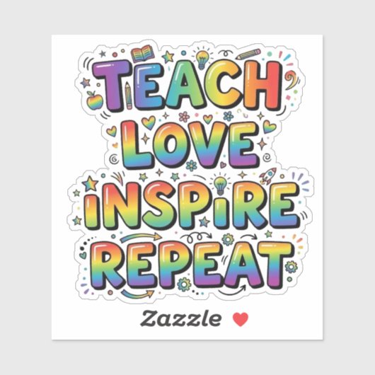 Teach Love Inspire Repeat Teacher Appreciation シール (シート)