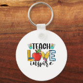 Teach Love Inspire Shirt Funny Ck To School Teache キーホルダー (正面)